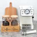 Glass Coffee Canister Set with Bamboo Shelf & Spoon - 2 Airtight Containers (47oz Each) for Coffee Beans, Ground Coffee, Sugar, Flour - Borosilicate Glass & Bamboo Lid with Silicone Seal