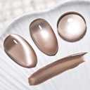 3 x JODSONE Cat Eye Gel Nail Polish 16.5ml Brown Single Colors for Holographic Glitter Cat Eye with Magnet Reflective Translucent Need U V Lamp