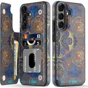 LETO for Samsung Galaxy A15 5G Wallet Case - Flip Folio Leather Kickstand - Credit Card Holder - Fashionable Flower Designs - Protective Phone Cover for Women and Girls - 6.5" - Vintage Patterns