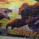 Godzilla Happy Birthday Backdrop, 5x3ft Birthday Banner for Kids Party Supplies Decorations
