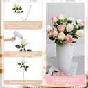 Roses Artificial Flowers - 30 PCS Pink Fake Silk Rose with Stems Bulk Faux Floral Arrangement for DIY Wedding Bouquet Bridal Shower Table Centerpieces Home Party Decor - Pink White