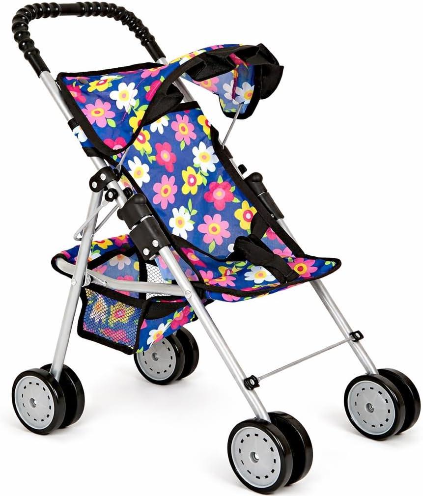 My First Doll Stroller for Kids Foldable Baby Toy Doll Stroller with Safety Belt & Storage Basket, Pretend Play Fits up to 18 Dolls, Double Wheels on All 4 Legs Best Gift for Girls & Boys, CTM-183