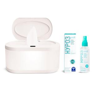 Munchkin Touch Free Baby Wipe Warmer with Nightlight & Motion Sensor and HYP03 Daily Diaper Rash Spray with Hypochlorous