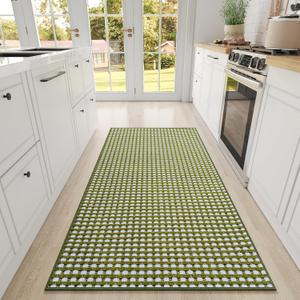 YDKGL Large Kitchen Runner Rugs Long Kitchen Mat Non Slip Washable, Super Absorbent Soft Chenille Braided Kitchen Mats for Floor, Rubber Backing Kitchen Sink Standing Mat, Easy Clean, Green 36"x71"