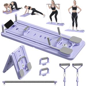 JANUA Pilates Board - Pilates Reformer Set, Multi-Purpose Foldable Pilates Reformer Board for Home, 5 in 1 Pilates Sliding Board (Purple)