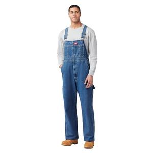 Dickies mens Denim Bib overalls and coveralls workwear apparel, Stone Washed, 32W x 32L US