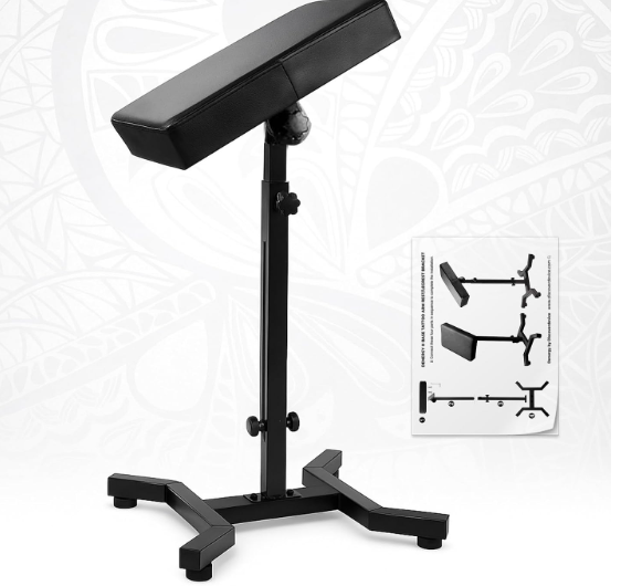 Tattoo Arm Rest Legrest Bracket - Heavy Tattoo Armrest Stand H Base Stability Strongly Non-Slip, Thicken Soft Sponge Pad, Portable Hand Rest Stand Arm Support Tattoo Furniture for Artist (Black)