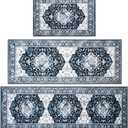 Kitchen Rug Set 3Pcs, Boho Rug Sets Non Slip Washable for Floor Thick Farmhouse Kitchen Decor Runner Rugs for Kitchen, EntrywayLaundry, Hallways 20''x32''+20''x48''+20''x59 (Blue)
