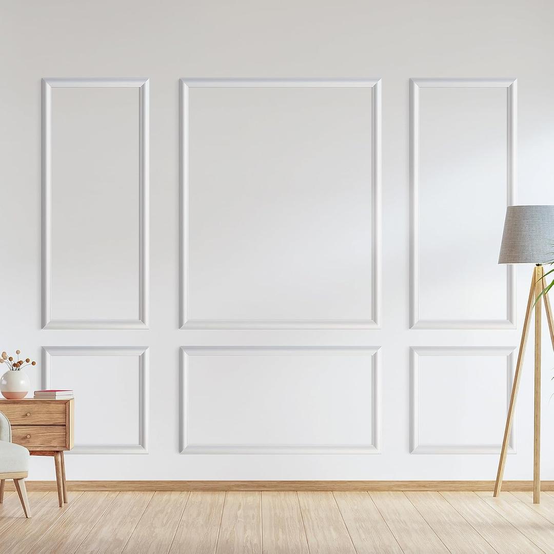 Peel and Stick Wall Molding Kit, Accent Wall Panels for Interior Wall Decor with Double-Sided Tape, 3 Set Pre-Cut PS Wainscoting Panels (50 * 40 in)