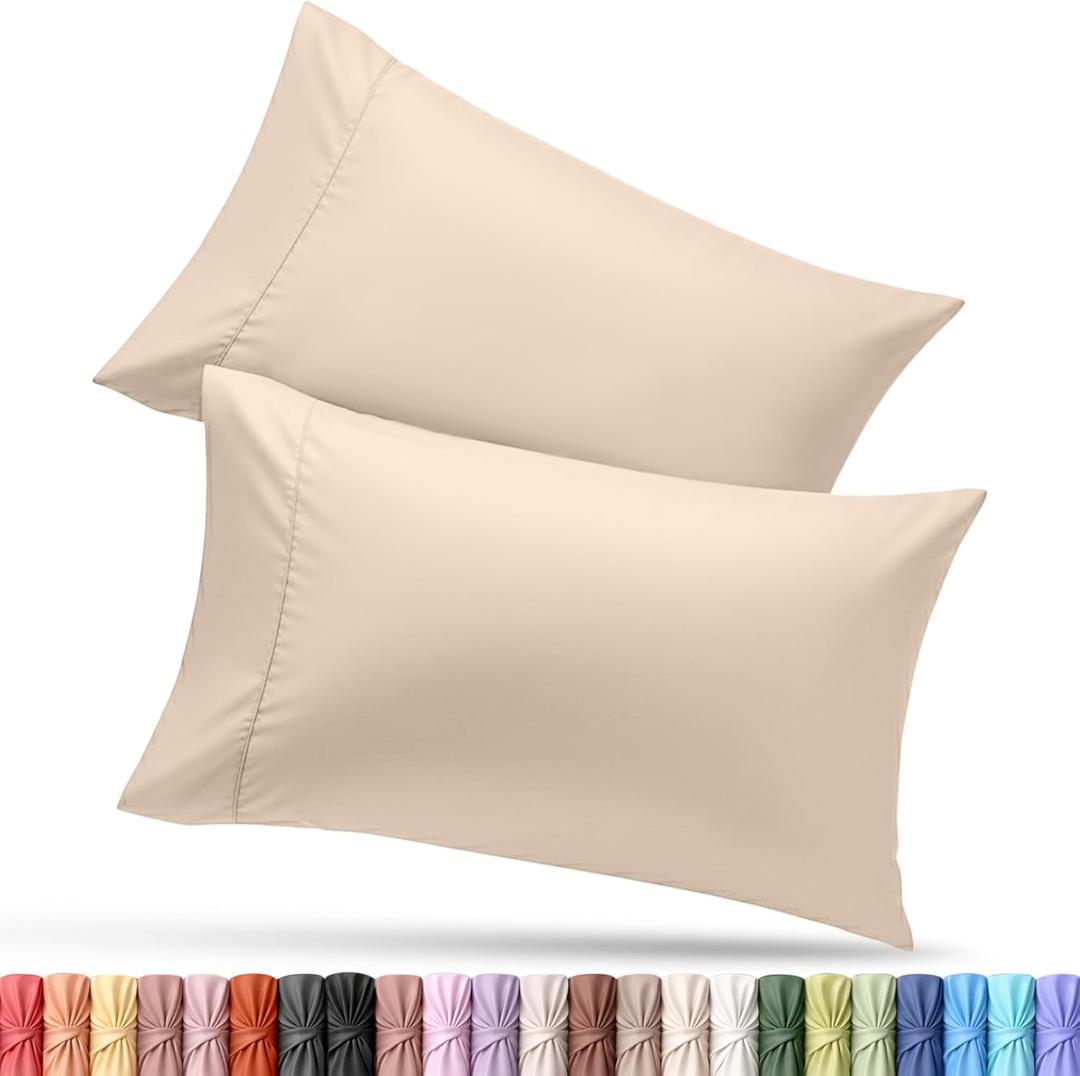 Utopia Bedding King Pillow Cases - 2 Pack - Envelope Closure - Soft Brushed Microfiber Fabric - Shrinkage and Fade Resistant Pillow Covers King Size 20 X 40 Inches (King, Beige)
