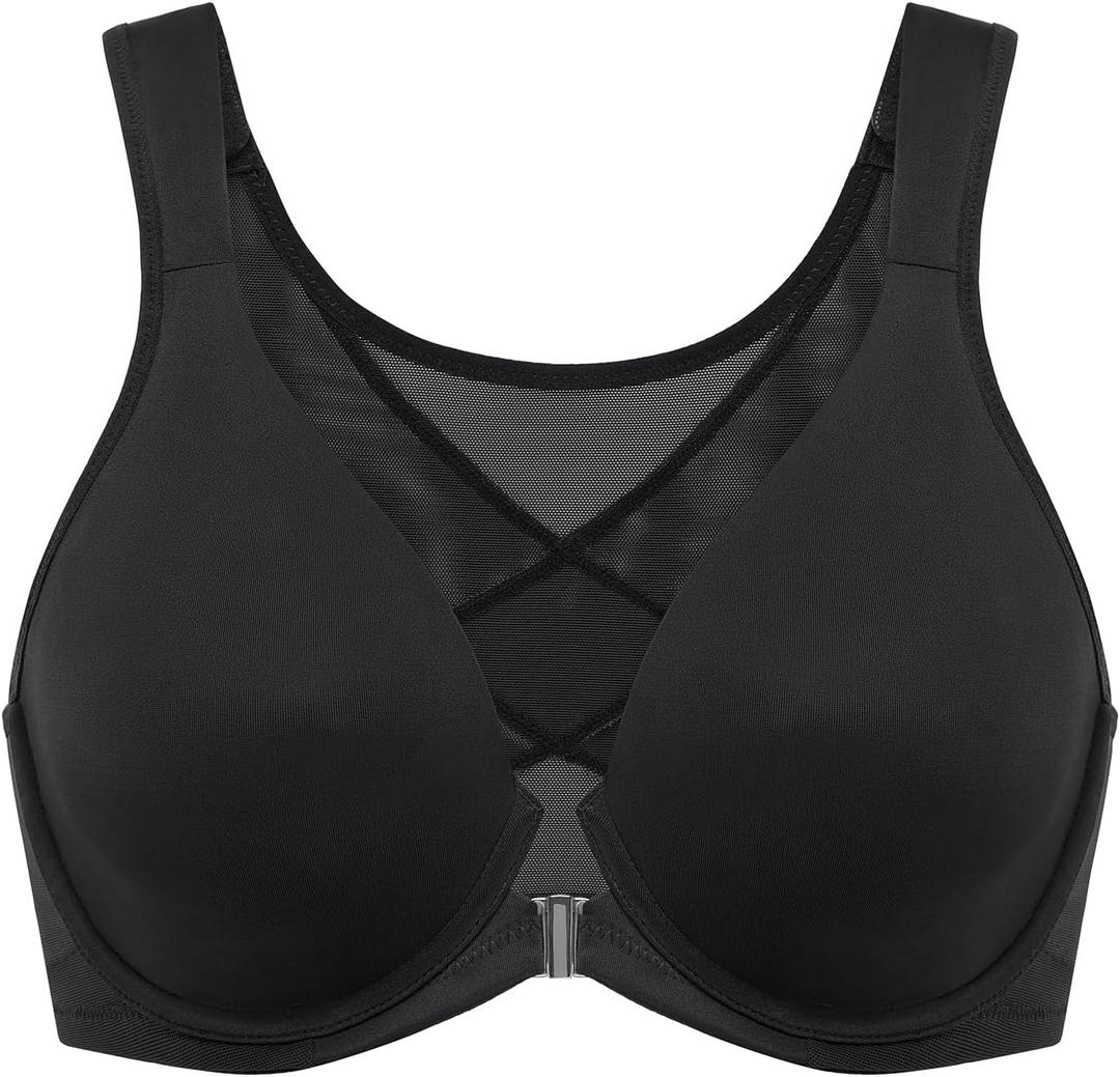 DELIMIRA Women's Front Closure Bras Posture Full Coverage Plus Size Underwire Unlined Back Support Plunge Seamless Bra B-H (38DD)