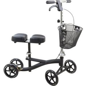 Roscoe Medical Knee Scooter for Adults for Foot Surgery, Foldable & Adjustable Knee Walker for Broken Foot & Leg Injuries, Crutch Alternative, Knee Rover, Dual Pad, (Up to 350lbs, 8' Wheels), Black