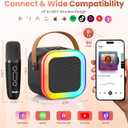 Peski Karaoke Machine for Kids Adults, Portable Bluetooth Mini Karaoke Microphone Singing Speaker Karaoke Player with 2 Wireless Mic, for All Smartphones,Birthday, Family,Home Party(Black)