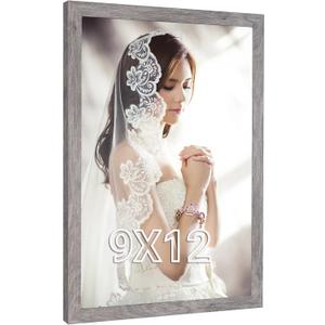 9x12 Frame Distressed Gray, Rustic 12x9 Picture Frame Grey, Art Pic Poster Frame, 9 by 12 Gallery Family Concert Portrait Photo Frame Anniversary/Birthday/Wedding/Thank you/Christmas Gift