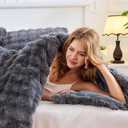 Lotus Karen Fluffy Comforter Cover Set-Rabbit Fluff Faux Fur Duvet Cover King Size,Dark Gray Plush Fuzzy Furry Bedding Sets 3Pieces(1 Duvet Cover & 2 Pillow Shams),Zipper Closure