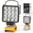 Ecarke 20V Cordless LED Work Light Compatible with DeWALT Batteries: 112W 11200LM Flashlight with Low Voltage Protection, 20V Tools Flood Light for Job Site, Construction Camping, Battery Not Included