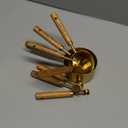 Muchtolove Measuring Cups and Spoons Set of 8, Golden Stainless Steel Measuring Cup with Wooden Handle, Kitchen/ Food/ Liquid/ Baking (Gold)