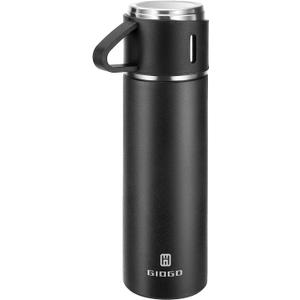 Stainless Steel Thermo 500ml/16.9oz Vacuum Insulated Bottle with Cup for Coffee Hot drink and Cold drink water flask.(Black,Single)
