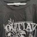 CITY CHIC Plus Size Tee, Oversized Outlaw Tee (Black, M)
