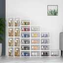 SIMPDIY Shoe Storage, 12 Pack Shoe Organizer for Closet, Shoe Boxes Clear Plastic Stackable Shoe Containers with Lids for Size 10