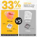 LED Light Therapy Mask - 4 Colors LED Face Mask Light Therapy with Timing Function, LED face Mask Light Therapy at Home 240 LED Beads (White+Silver)