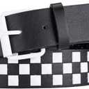 Jdlsppl Women's Faux Leather Belt Punk Rock Pyramid Stud Goth Style Spiked Casual Fashion Thick Gothic Studded Belts (White)