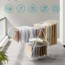 SONGMICS Clothes Drying Rack, with Sock Clips, Metal Laundry Rack, Foldable, Space-Saving, Free-Standing Airer, with 2 Height-Adjustable Gullwings, Indoor Outdoor Use, White and Gray ULLR052W02, 21.7"D x 58.3"W x 39.4"