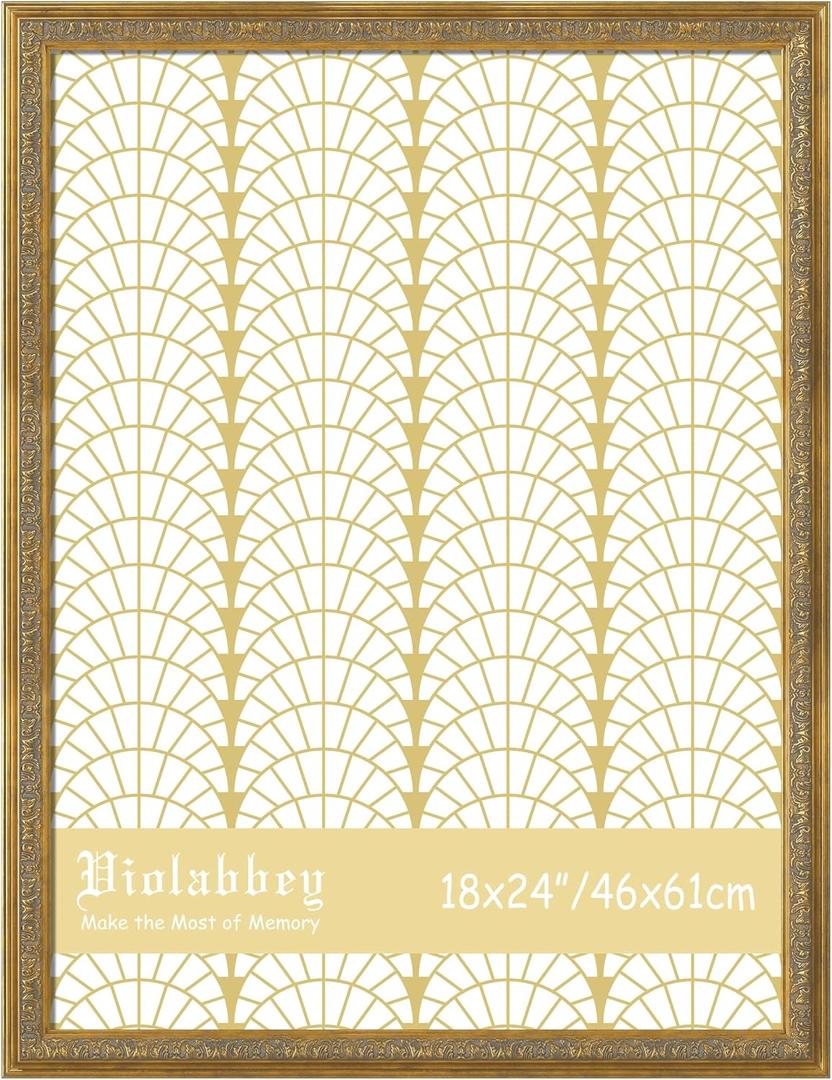 VIOLABBEY 18x24 Poster Frame Gold, Vintage Frames Ornate without Mat
