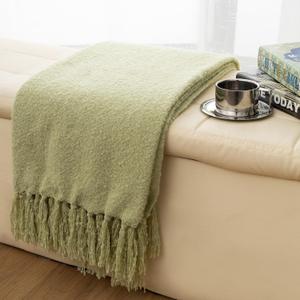 Gealaek Sage Green Throw Blanket Lightweight Fuzzy Soft Cozy Decorative Blankets for Sofa Bed Farmhouse Throw Blanket Green with Fringe 50" x 60"