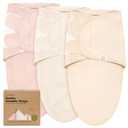 3-Pack Organic Baby Swaddle Sleep Sacks - Swaddles for Newborns, Infant 0-3 Months, Baby Girls, Boys, Soft & Snug Newborn Sleep Sack, Nursery Swaddling Blankets (Angelic, OS), X-Sma