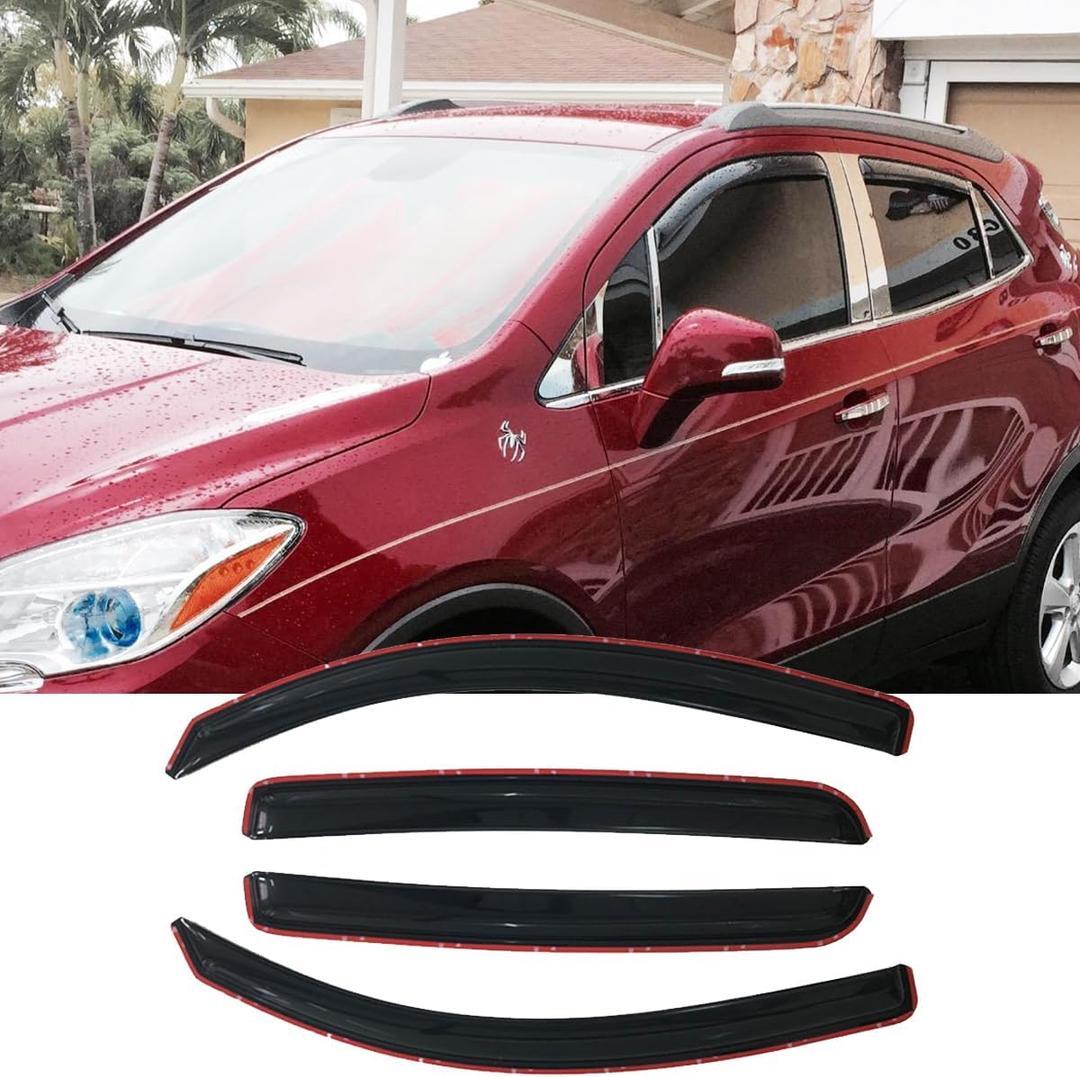 194446 Side Window Wind Deflector,4pcs in-Channel Style Nice Sun Rain Guards Set,Dark Smoke Window Visor fit for 2013-2022 Buick Encore (Does Not Fit Encore GX), 2015-2022 Chevrolet Trax