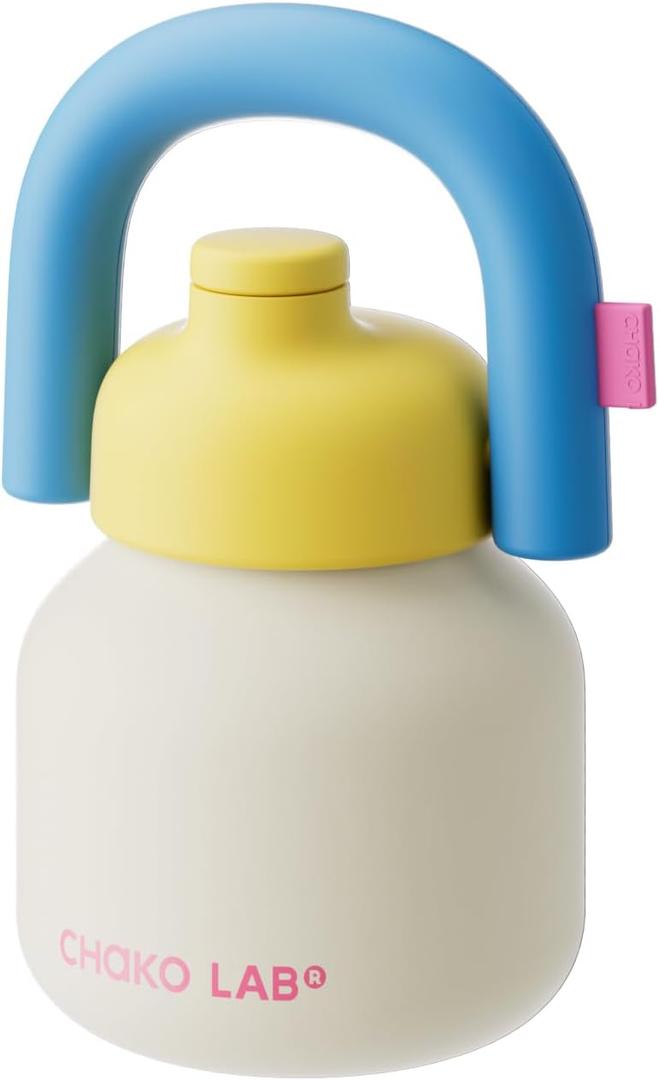 CHAKO LAB Water Bottle with Straw and Carry Handle | Wide Mouth vacuum Ceramic Liner | Reusable, leak-proof and BPA-free | 33oz(Cake)