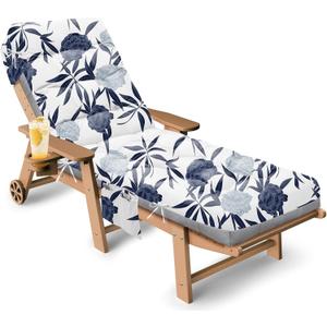 Outdoor Chaise Lounge Chair Cushion, 71 x 22 x 4.7 Inches Waterproof Chaise Lounge Cushions Replacement for Outdoor Furniture, Thickened Non-Slip Patio Lounge Chair Cushions, Blue Enchantress
