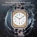 V.R.HOPE Resin Watch Band Compatible with Apple Watch Band for Women 38mm 40mm 41mm 42mm Starlight Fashion Lightweight Bracelet Strap for iWatch Series 11/10/9/8/7/6/5/4/3/2/1/SE3 (Black Floral-Starlight)