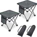 Tevaibo 2 Pack Camping Stool Portable, 13.7 Inch Folding Stool for Outdoor Gardening, Fishing, BBQ, Hiking with Carry Bag(400 LBS Capacity)