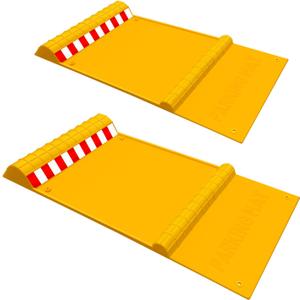 2 Pack Parking Mats for Garage Floors, 21.6" x 11" x 1.9" Heavy Duty Garage Car Parking Mat with High Visibility, Wheel Stops for Car Truck Indoor Outdoor, Yellow