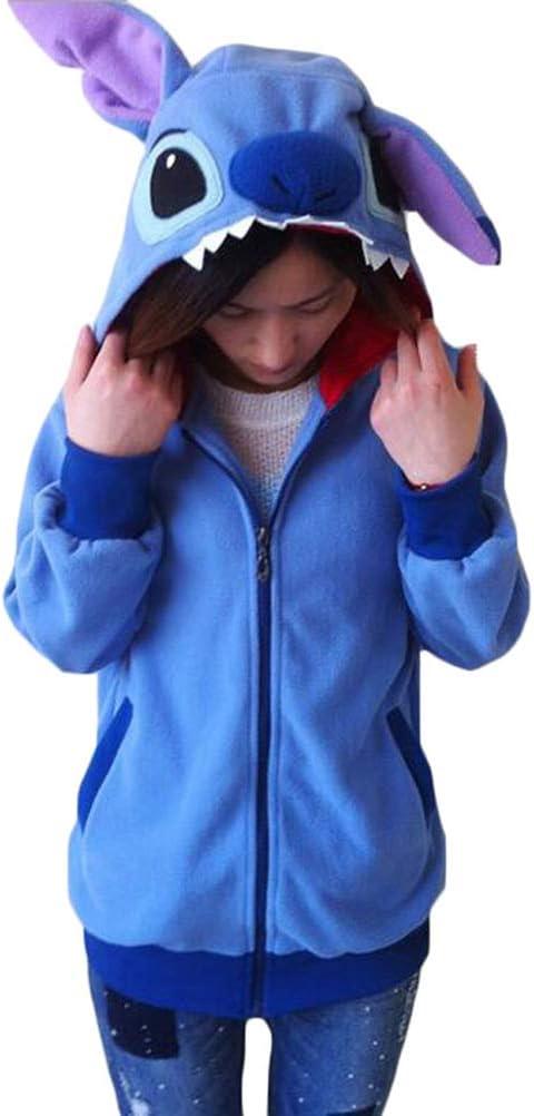 King Ma Unisex Cute Cartoon Zipper up Hoodie Tops Cosplay Costume (Medium, Royal Blue)