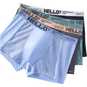 Men's Mesh Ice Silk Underwear Box Briefs Breathable Underwear Trunks Underpanties Multipacks (XL)