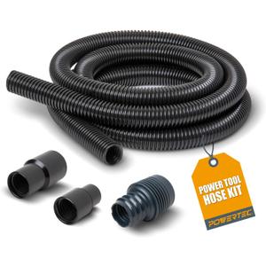 POWERTEC 70356 10 ft. Vacuum Hose Dust Collection Kit for Woodworking Power Tools, Wet/Dry Work Shop Vacuums, Miter Saw and Table Saw