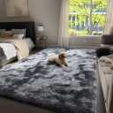 Ophanie Upgrade 4x6 Rugs for Bedroom, Fluffy Shaggy Soft Area Rug, Non-Slip Indoor Floor Carpet for Living Room, Kids Boys Teen Dorm Home Decor Aesthetic, Nursery, Feet Black and Grey (8-tie-dyed Black&grey)