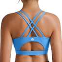RUNNING GIRL Sports Bras for Women,Padded Sports Bra Tank Top Sexy Crisscross Back High Impact Longline Workout Yoga Bra (Bright Blue, M)