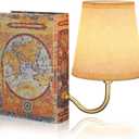 Gold Warm Light Vintage Bookshelf Lamp Rechargeable, Cordless Bookcase Lamp with Linen Shade, Dimmable Touch Control Table Lamp, Modern Decorative Bookend, Bookshelf Lights for Office Home
