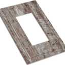 Light Switch Cover Plate Rustic Wood Grey Brown Vintage Wooden Plank 1 Gang Outlet Covers Single Rocker Decorative Switch plates Electrical Wall Plates GFCI Receptacle for Farmhouse Home Decor