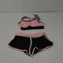 Womens Sport Two Piece Swimsuits Racerback Tops Boyshort Bottom (Small, Pink&rose)