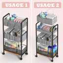 LIDTOP 2In1 Baby Diaper Caddy & 3-Tier Rolling Diaper Cart, Diaper Caddy Organizer Cart with Dividers, Mobile Metal Utility Cart for Nursery Essentials, Detachable Bedside Cart, Large Capacity