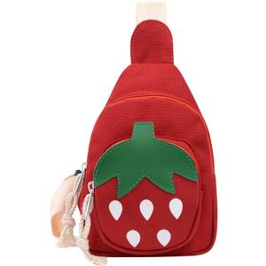 Hiflyer Small Sling Backpack, Rabbit Strawberry Design, Mini Backpack for Girls, Adjustable Shoulder Strap, Zipper Closure, 8x5x2 Inches, 0.2 liters