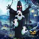 HZGDEJTG 8ft Harvester with Runaway Ghost on Chest Halloween Inflatable Outdoor Decoration, Yard Decorations with LED Lights for Outdoor Lawn, Garden, Home Holiday Party