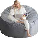 4 Ft Bean Bag Chair, Memory Foam Bean Bag Chairs for Adults with Filling, Round Bean Bag Sofa with Filler Included, Beanbags with Soft Dutch Velvet Fabric,4 Foot,Dark Grey