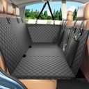 Hard Bottom Dog Car Seat Cover, 400lbs Capacity Back Seat Extender for Dogs - Waterproof, Anti-Scratch Car Pet Hammock with Mesh Window & Storage Pockets, Fits Cars, SUVs, Trucks, Large