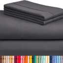 LuxClub 4 PC California King Size Sheet Set Sheets Deep Pockets Wrinkle Free Cooling Sheets Machine Washable Hotel Bedding Silky Soft - Dark Grey California King